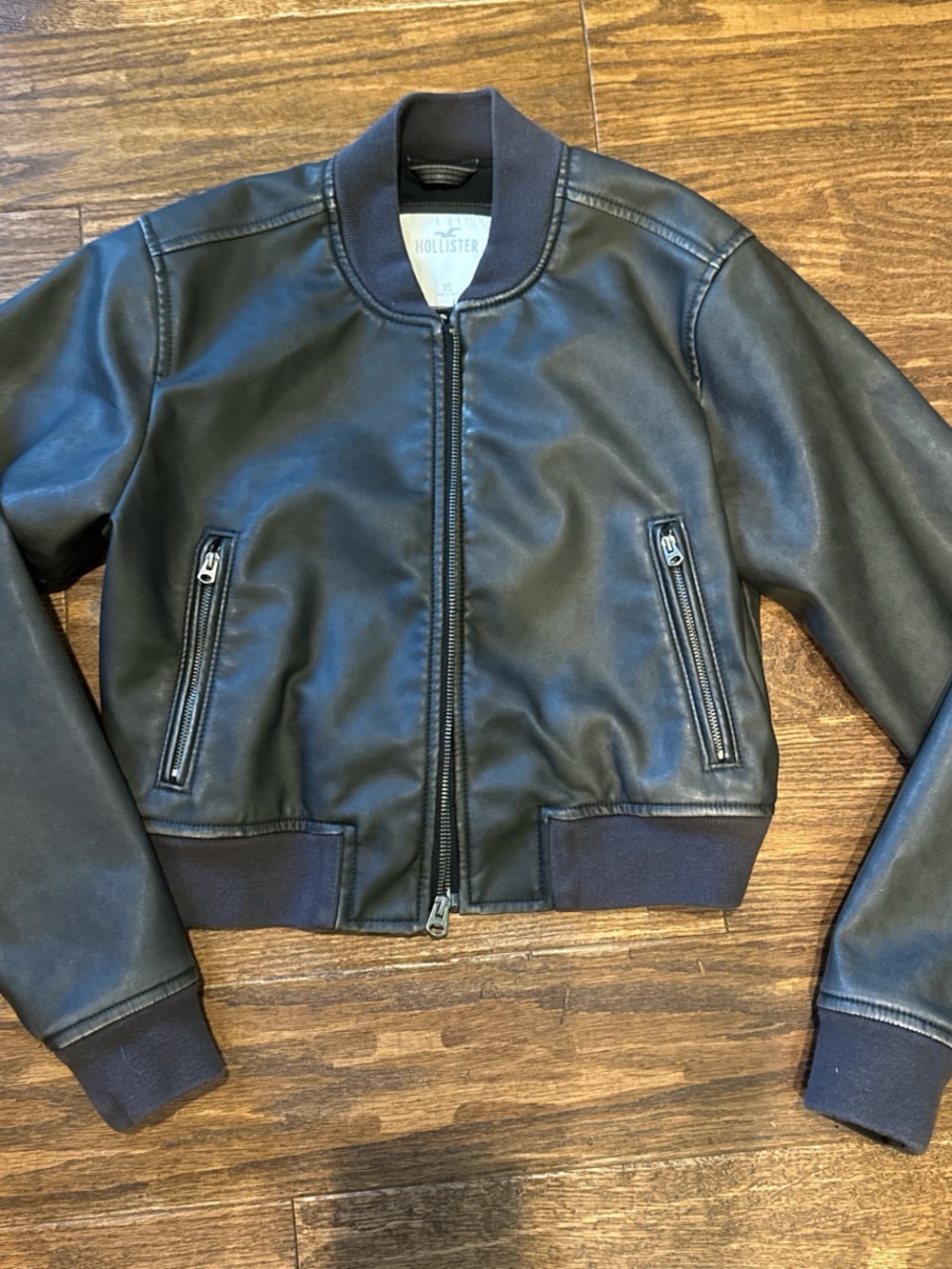 Hollister Women's Brown Faux Leather Bomber Jacket